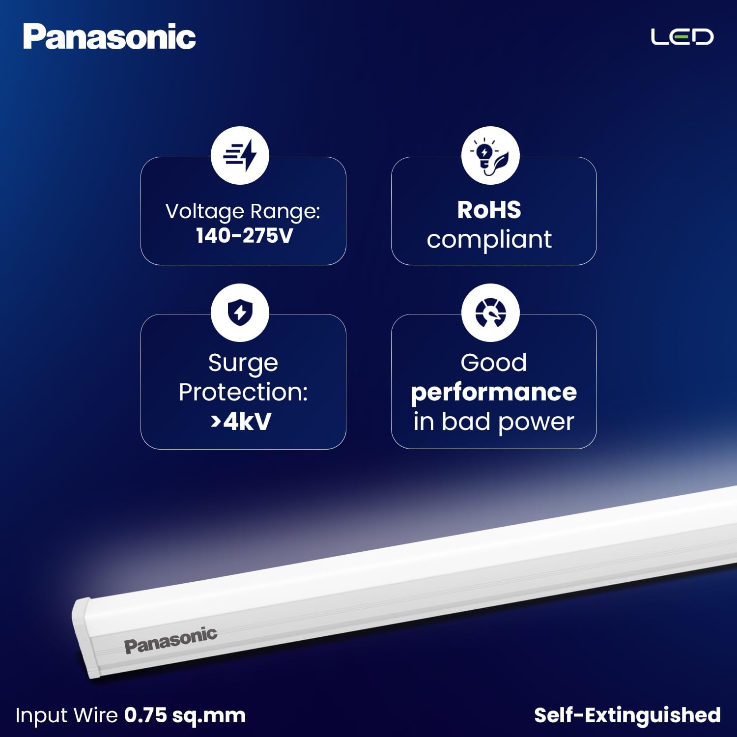 Panasonic LEDラインライト　③ Panasonic 36-watt LED Batten/Tubelight | IP20 36W Aluminium Batten