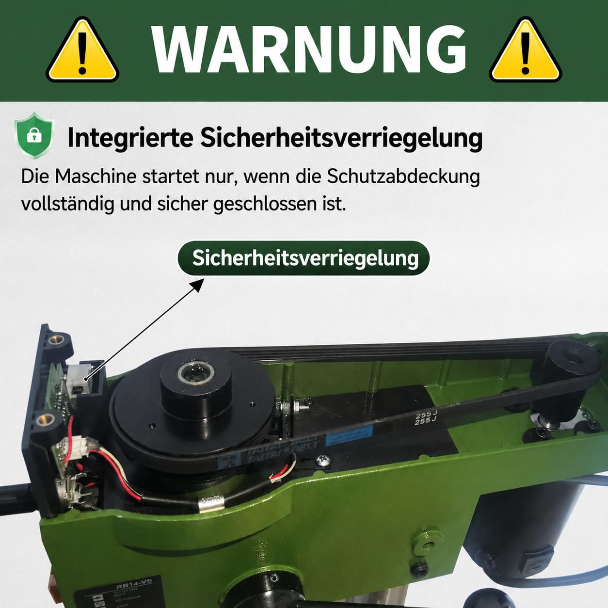 Präzisions-Tischbohrmaschine RB14-VS, 350W DC-Motor, 350–2500 U/min, 1,5–13 mm Bohrfutter, Digitalanzeige, Laser & LED, Tiefenanschlag für Holz Metall Kunststoff, Säulenbohrmaschine