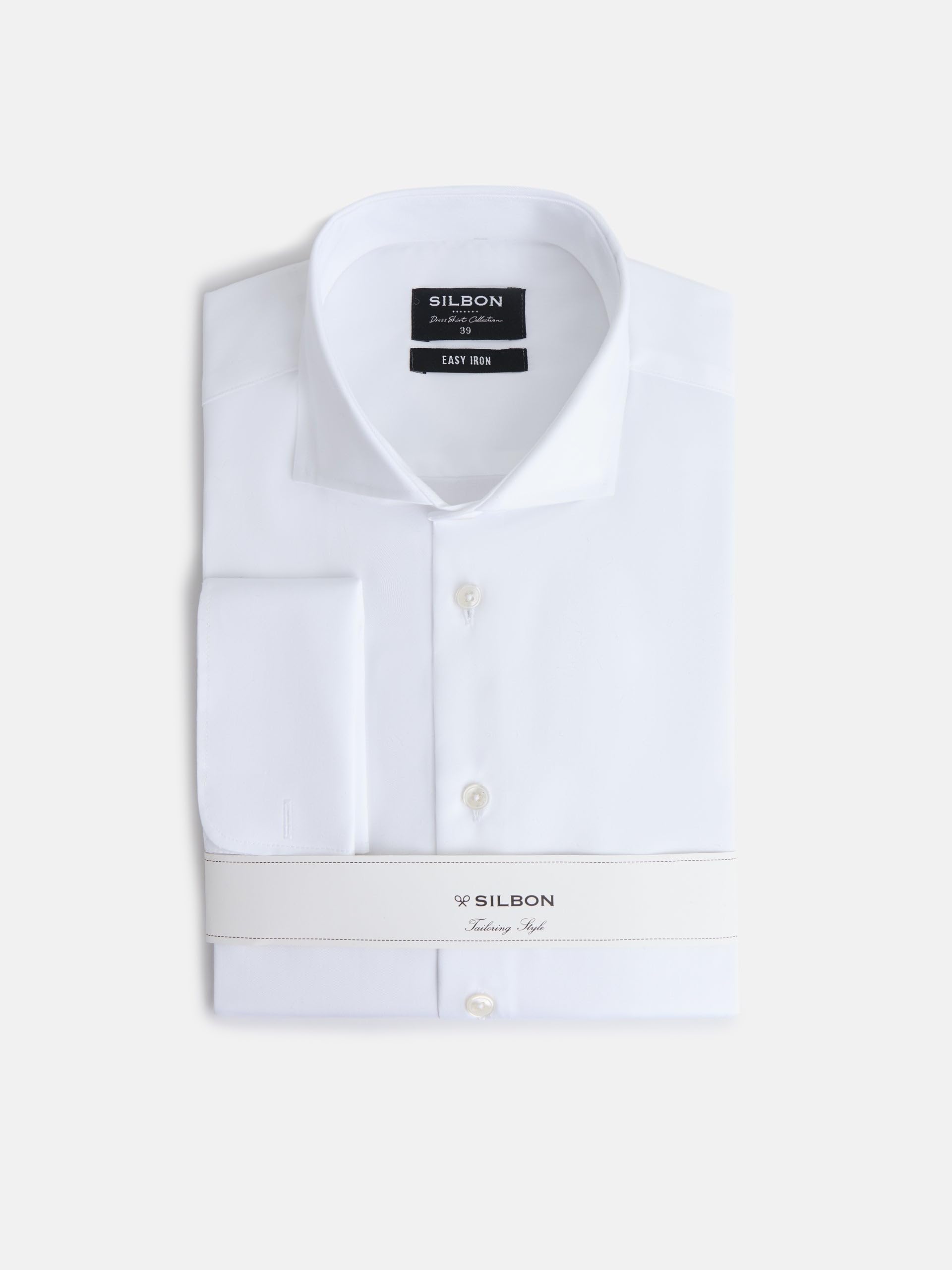 SILBON Camisa Vestir Easy Iron Puño Doble Manga Larga para Hombre