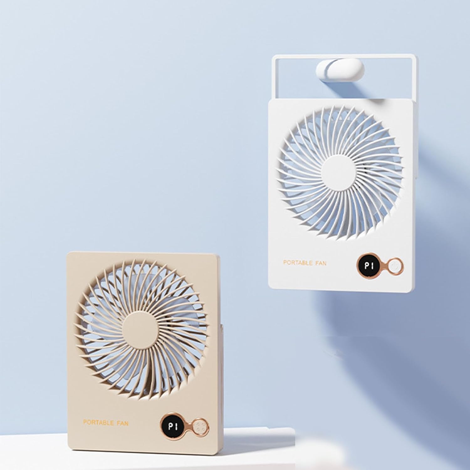 4000mAh Rechargeable Battery Powerful 3-speed Table Fan Electric Fans Cooling Quiet For Bedroom Office Outdoor Travel Usb Desk Fan, apricot