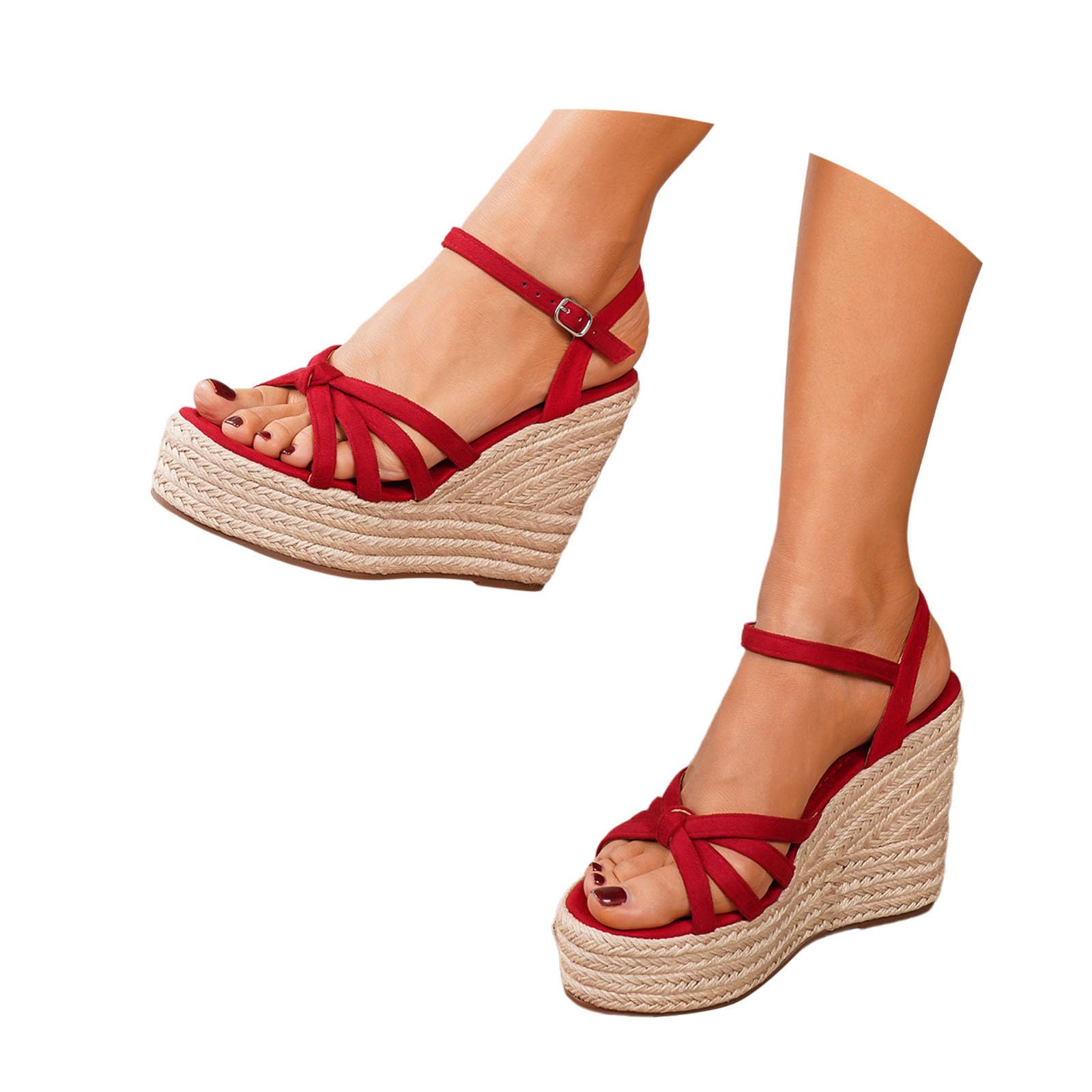 Alpargatas para mujer, sandalias de cuña con tacón de cuña, plataforma abierta, zapatos de verano, sandalias bohemias de cuña, elegantes sandalias de cuña con tacón de cuña, sandalias de trabajo