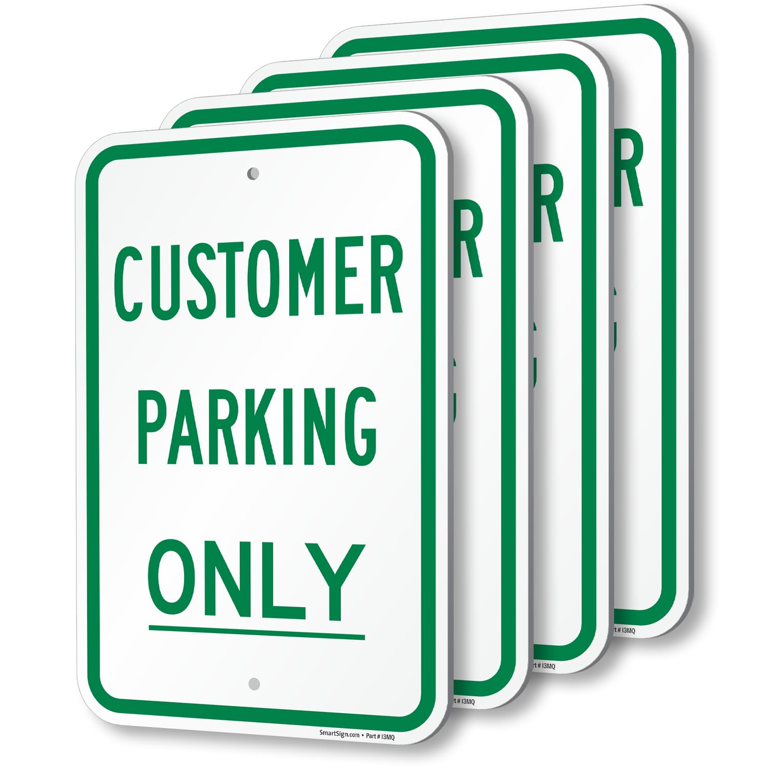 SmartSign (Pack of 4) 18 x 12 inch “Customer Parking Only" Sign, 120 mil Thick Aluminum Composite (ACM), Engineer Grade Reflective Material, Green and