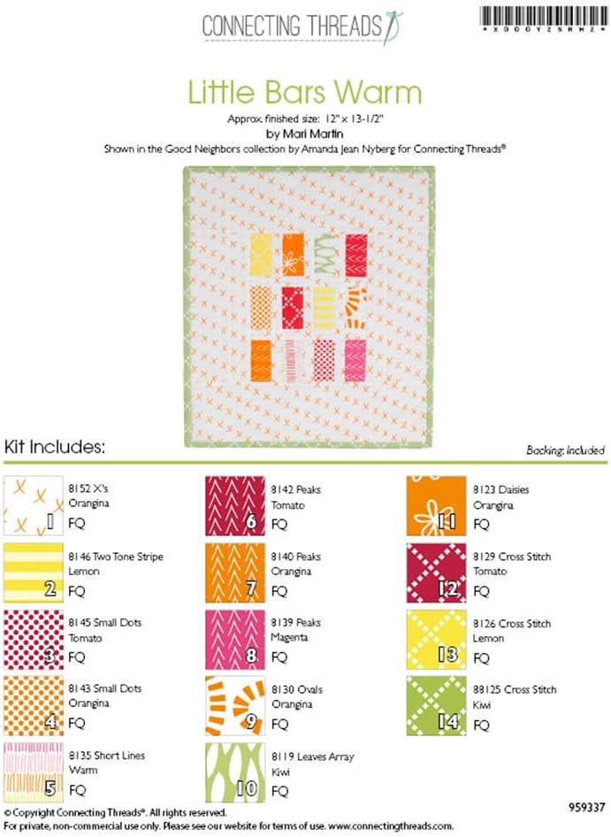Connecting Threads Print Collection Precut Quilting Fabric Bundle Fat Quarters (Good Neighbors Warm)