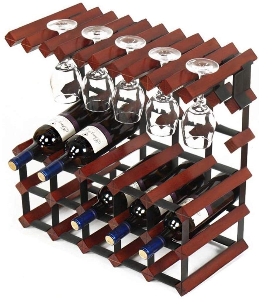 Support casier à vin stable anti-chute en bois et métal acier armoire