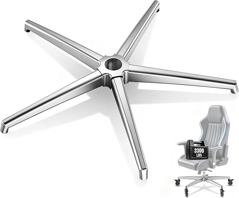 Office Chair Base,Office Chair Base Replacement,3300 lbs(Silver) | Metal Chair Base Replacement Parts, Universal Gas Cylinder and Caster Socket