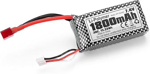 Miniatura 1 de HAIBOXING Batería Li-Po para autos RC sin escobillas, repuestos a escala 112 114, 7.4 V, 1800 mAh, baterías mejoradas para camiones RC aplicables a