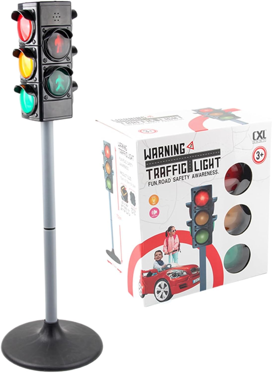 Traffic Light Toy - 27 Inch Manual/Auto Mode with Light Sound, Adjustable Educational Kids Birthday