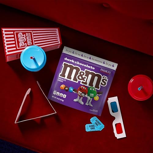 Miniatura 5 de M&M'S Caramelos de chocolate oscuro, chocolate a granel de tamaño familiar, bolsa oscura resellable de 18 onzas