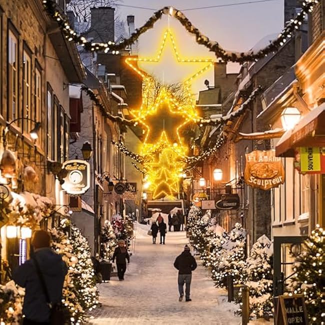 DBFAIRY 19.68 Star Outdoor Christmas Lights, 40 LEDs Christmas Light Up Star with Timer, Hanging Big Star Window Lights Mains Powered for Xmas New Year Holiday Wedding Party Decor, Warm White