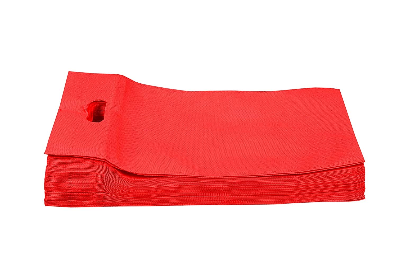 GenericAgrashri Enterprises D-Cut, Foldable Carry Bag with Handles, Reusable Cloth Bags for Shopping, Daily Use Carry Bags, Compostable/Biodegradable Grocery Bags (Pack of 50 Piece) (8 * 12 Red)