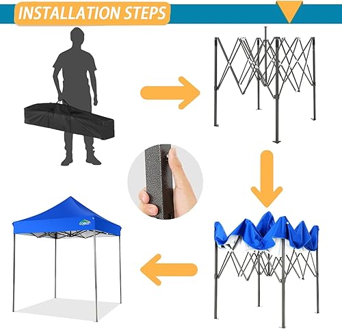 Miniatura 5 de COBIZI Toldo desplegable de 6.6 x 6.6 pies sin pared lateral, toldo resistente UPF 50+ para todas las estaciones, resistente al viento e