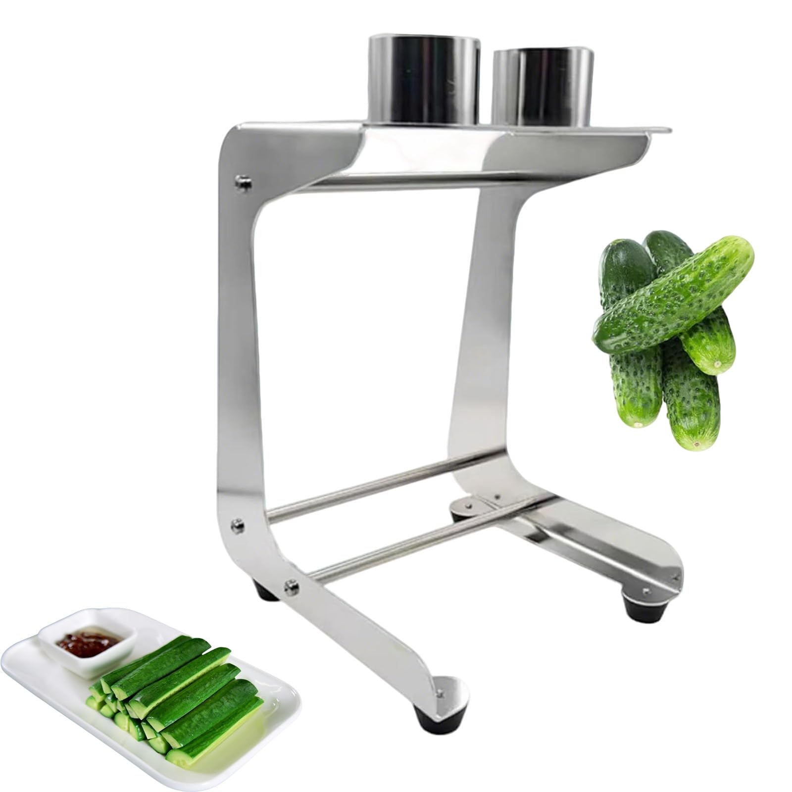 XUFWANYE Carrot Stick Cutter Tool, Manual Cucumber Cutter, with 2 Blades, Cutting Speed 10 Slices/minute, Cutting Diameter ≤1.96", for Cooking, Sushi, Meal Preparation 6Cut+6Cut