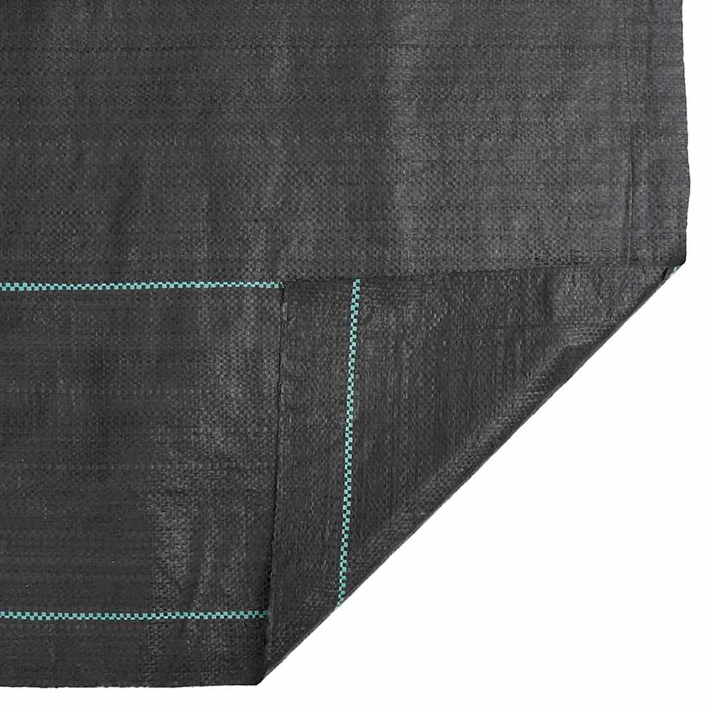 Unkrautvlies Schwarz 1,5x200 m PP Gartenvlies Wasserdurchlässig für Hochbeet und Garten Unkrautbekämpfungsfolie langlebiges Vlies mit grünen Streifen zur Pflanzenpflege