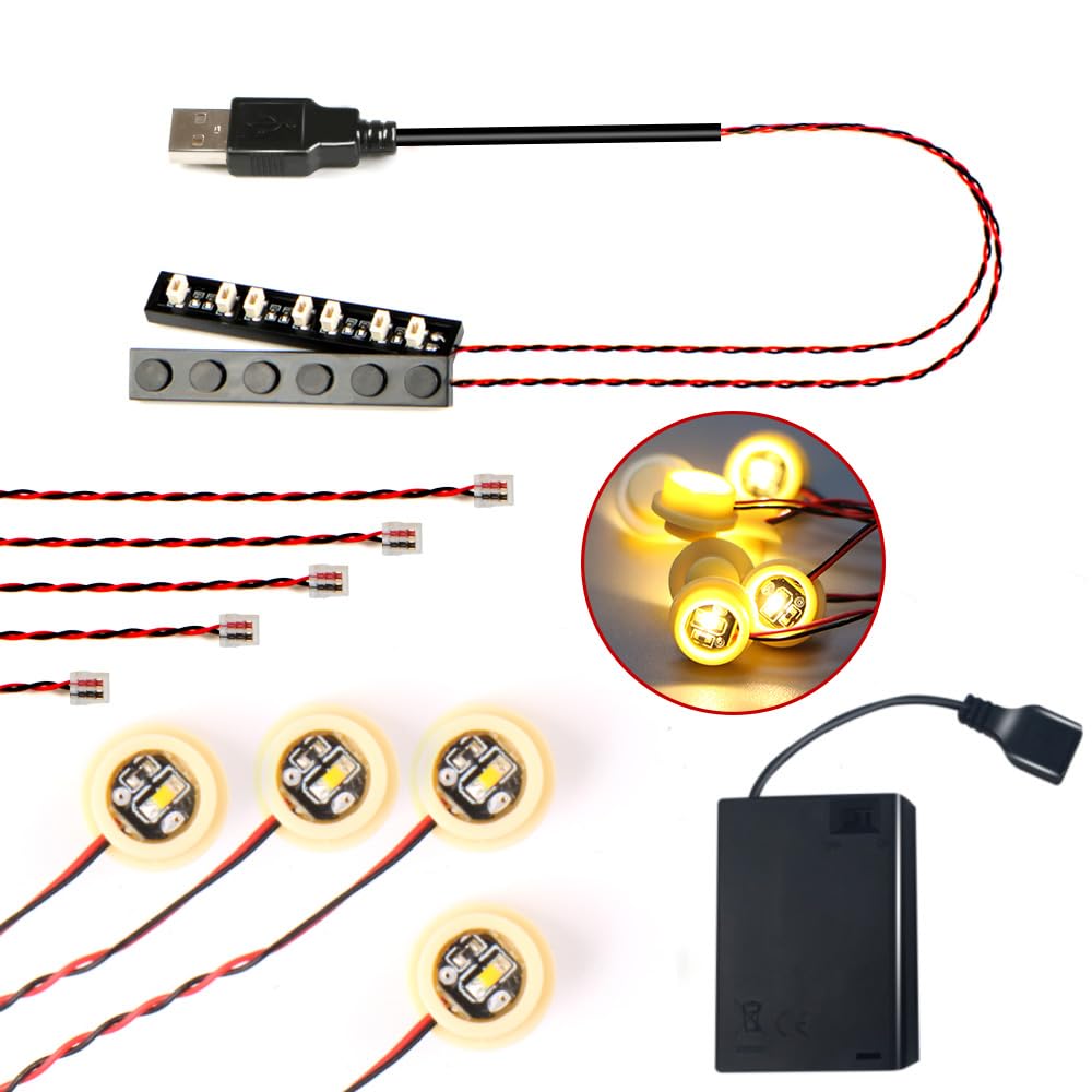 14 x LED-Lichter, 1 x 1 runder Punkt, kompatibel mit Lego-Baustein-Modell-Set, Blockzubehör, Beleuchtungsset, Spielzeug (warme Farben)