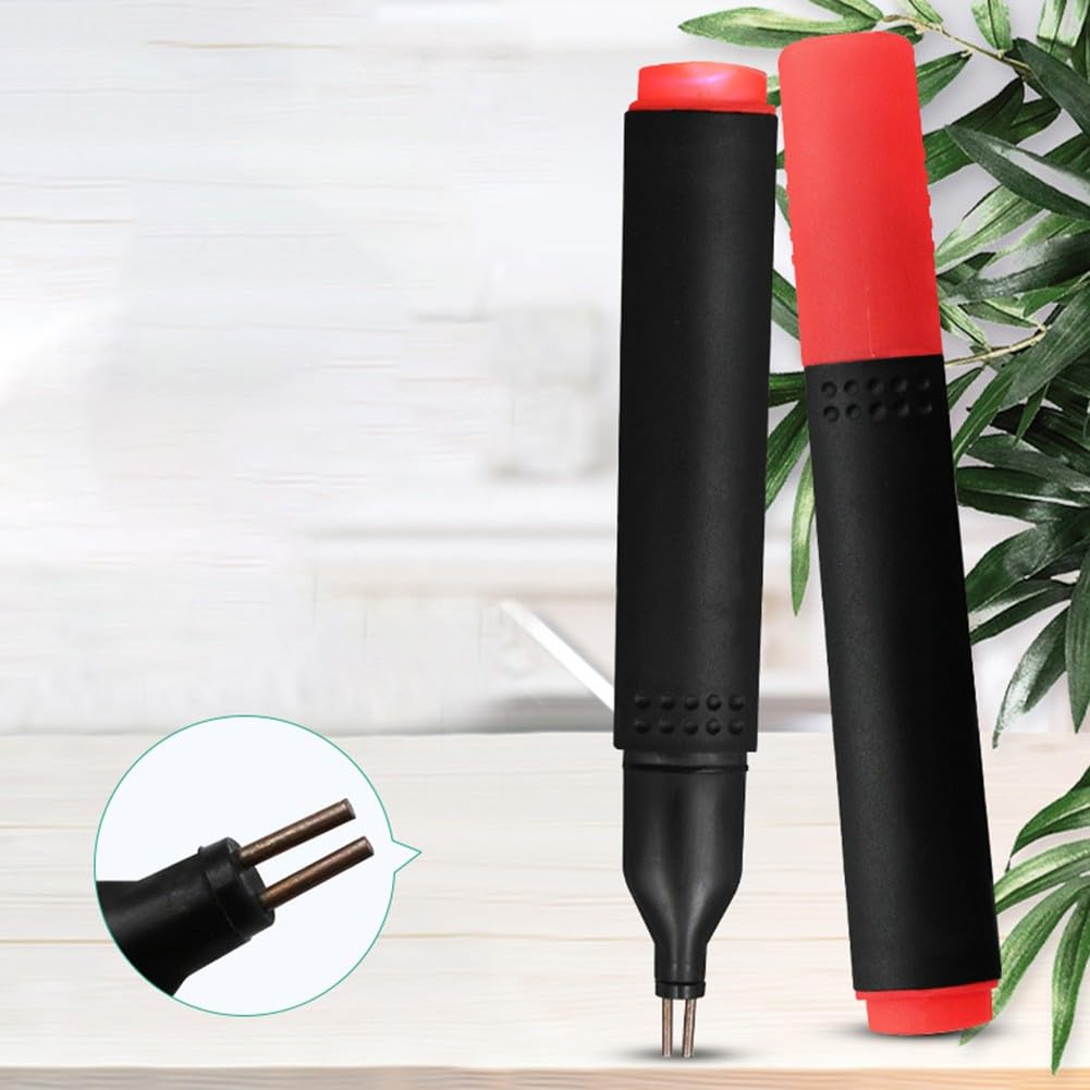 Leitfähiger Erdungsprüfer Stift zur Prüfung der elektrischen Durchgängigkeit von geerdeten Produkten - 124 x 18 mm, Kunststoffgehäuse, inklusive 3 LR41-Batterien, Schwarz & Rot