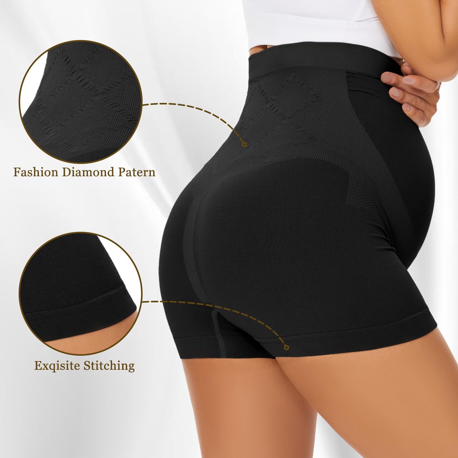 Womens Seamless Maternity Boyshort Underwear Over Bump, Pregnancy High Waisted Shapewear Panties for Support Belly - Image 4