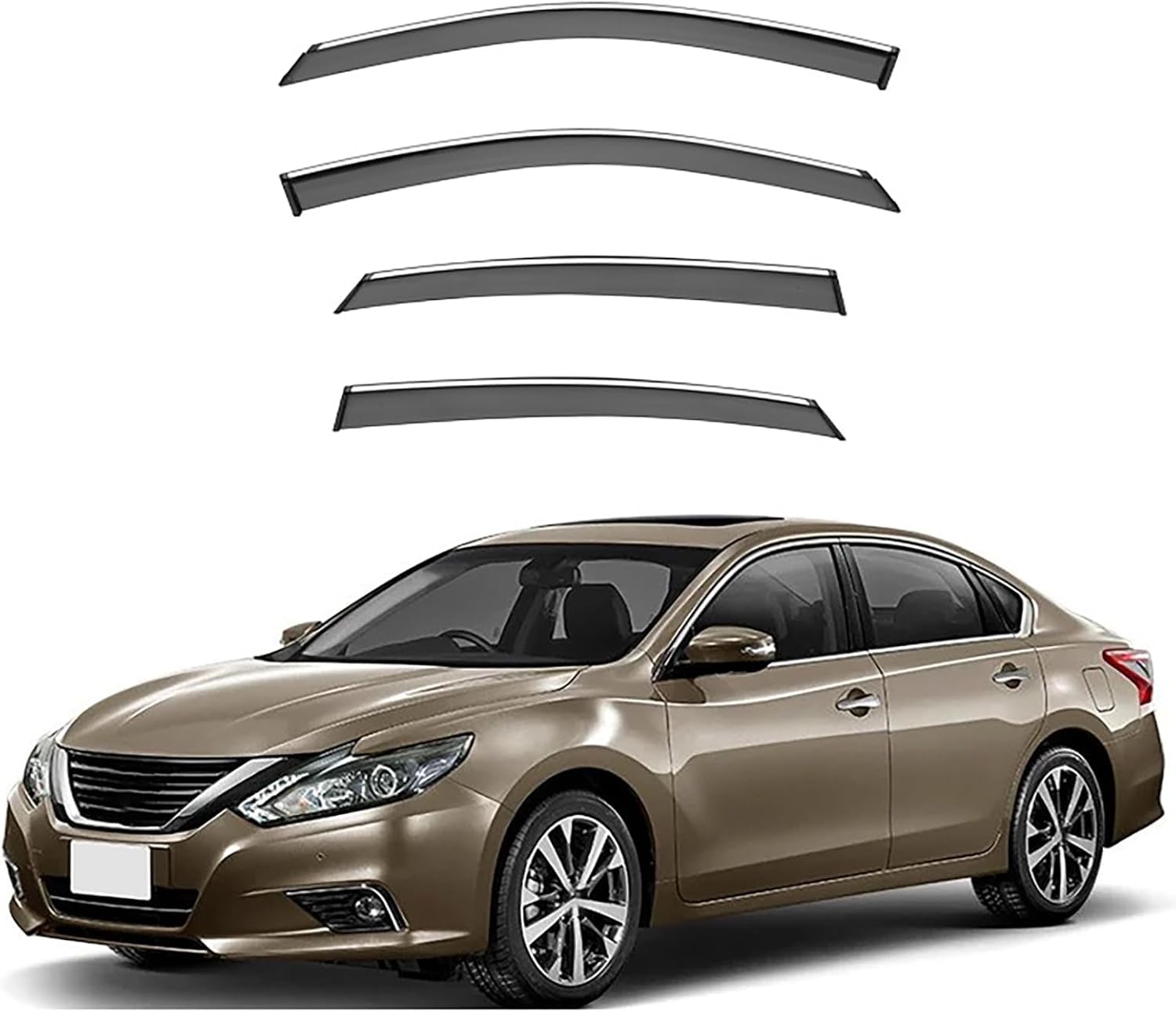 FengXH Window Deflectors for Nissan Teana L33 2013-2018 - 4pc Smoke Tint, Waterproof, Noise Reducing.