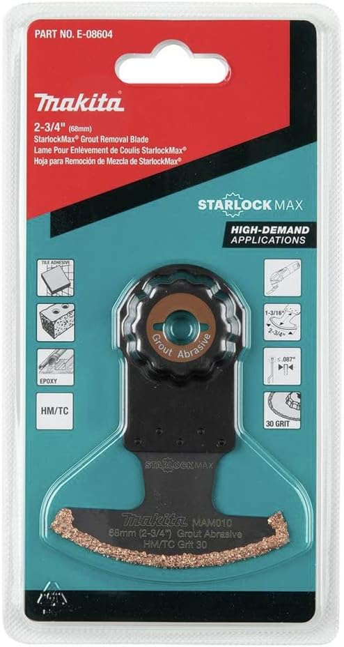 Makita E-08604 StarlockMax® Oscillating Multi-Tool 2-3/4" Hard Metal with Tungsten Carbide 30 Grit Grout and Abrasive Segmented Saw Blade