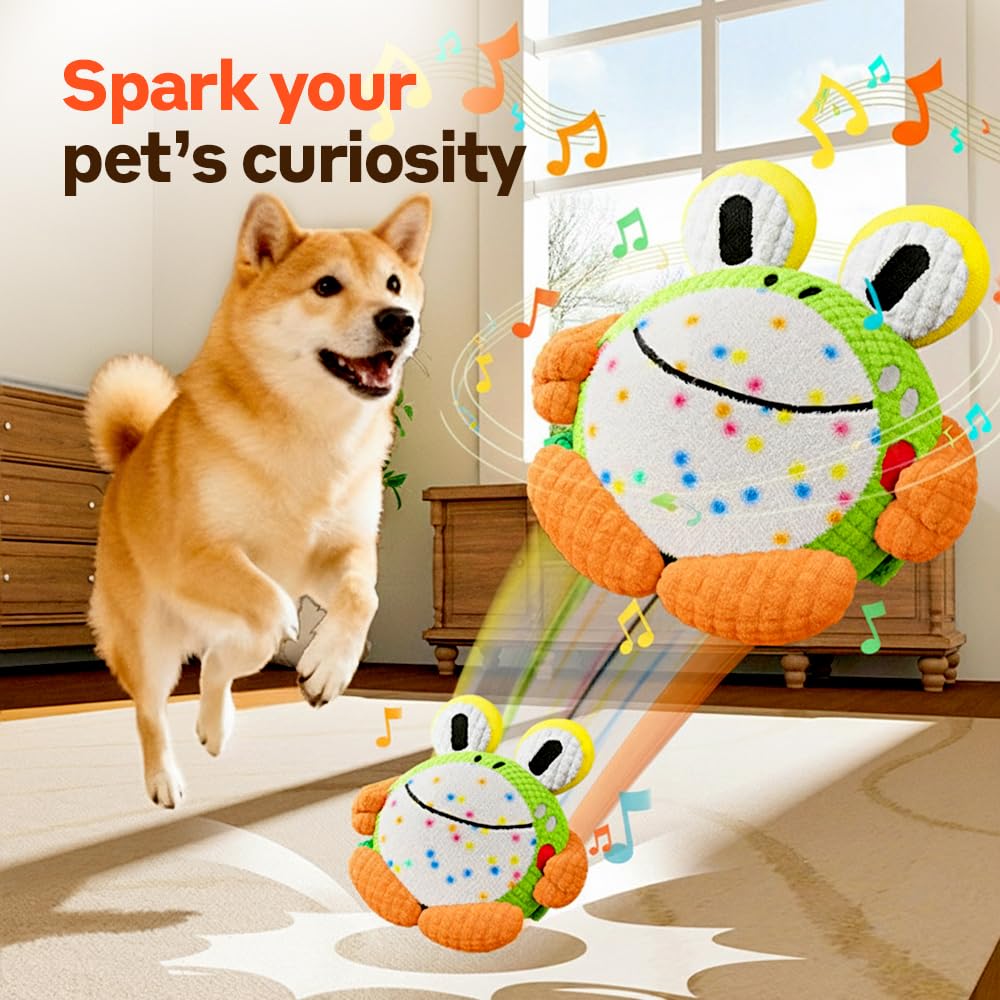 Juguete interactivo para perros, juguetes chirriantes de felpa para mantenerlos ocupados, bola de perros activada por movimiento, juguete de peluche musical para perros pequeños, gatos