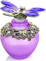 Vista 1 de YU FENG 40ml Botella de perfume de vidrio recargable vacía con libélula púrpura elegante, botella de perfume con tapa de mariposa esmerilada retro