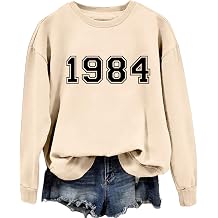1984 Sweatshirt Women's Fashion Birthday Party Shirt Minimalist Letter Graphic Print Casual Vintage Pullover Tops