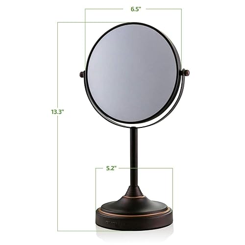 Miniatura 8 de OVENTE Espejo de maquillaje de mesa de 7 pulgadas con soporte, lupa 1X y 7X, espejo giratorio redondo de doble cara, ideal para tocador, dormitorio,