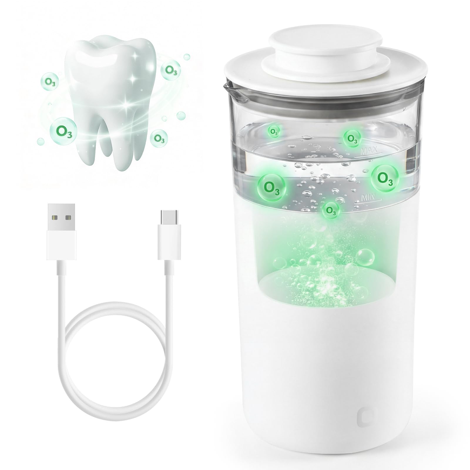 Ozone Hydrogen Water Cup O3 Generator 12oz Automatic Electrolytic for Ozone Water Oral Care Fresh Breath Teeth Brushing