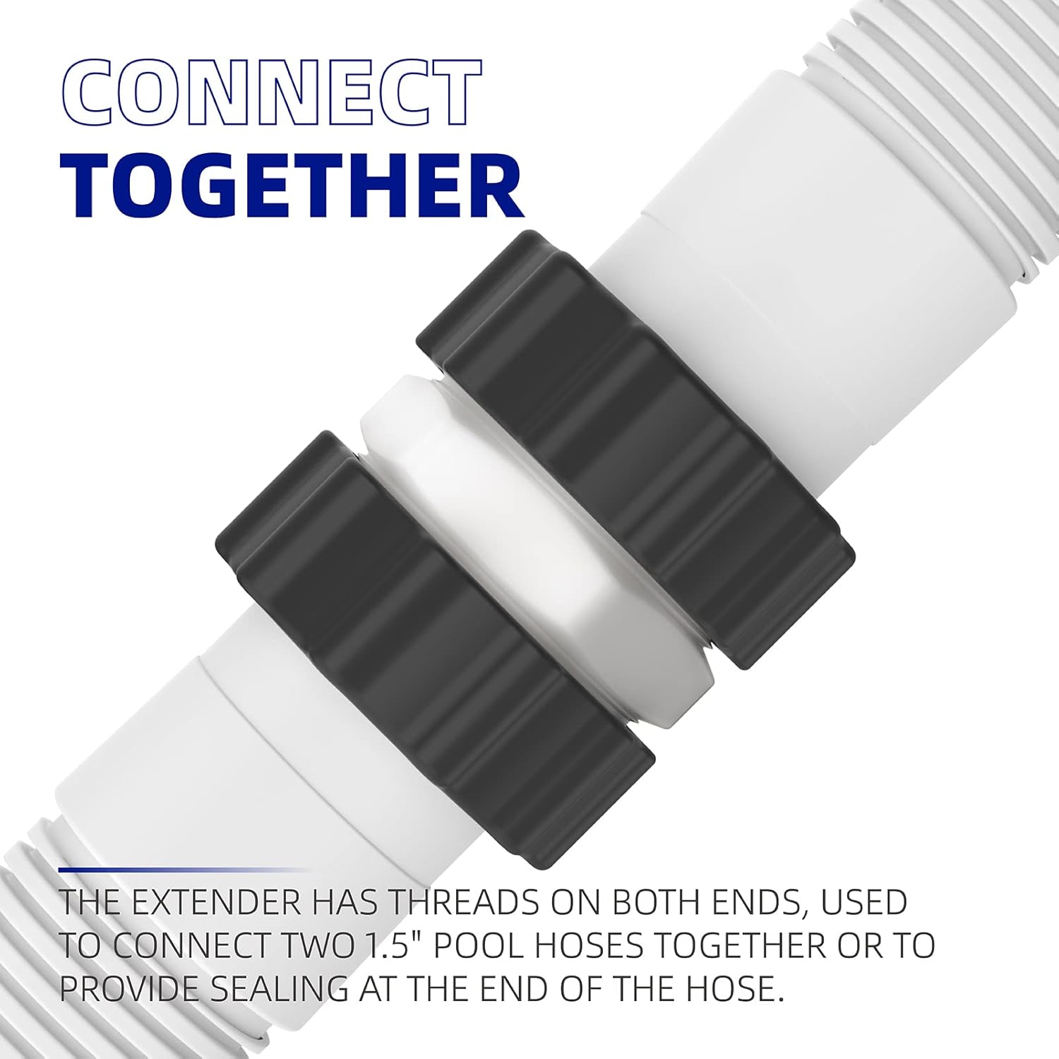 4 Pack 1.5" Pool Split Hose Connector Replacement for Intex Coleman Swimming Filter Pumps Hose, Extender w/2 L-Ring Gasket fits Salt Systems,Chlorine Generators,Above Ground Pool Hose Connector Parts