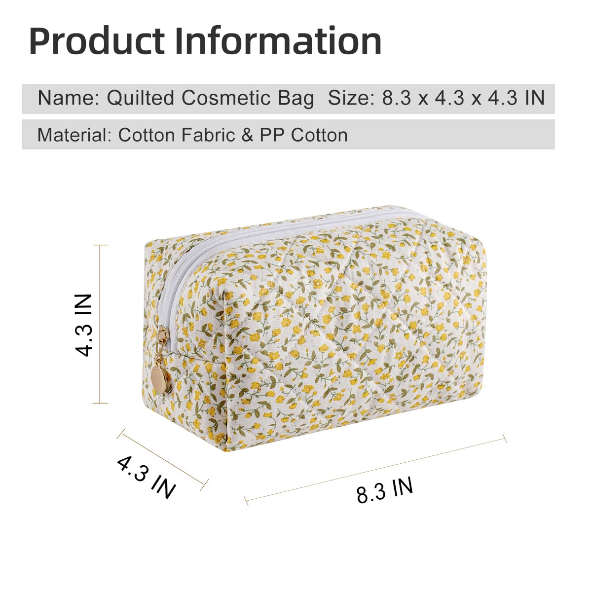 Gleyemor Kleine gesteppte Make-up-Tasche für Damen, niedliche Blumenschleife, Kosmetiktasche, Notfalltasche, Reise-Kulturbeutel, Baumwollbeutel, Geschenke für Mädchen, Mutter, Freundin, Schwester
