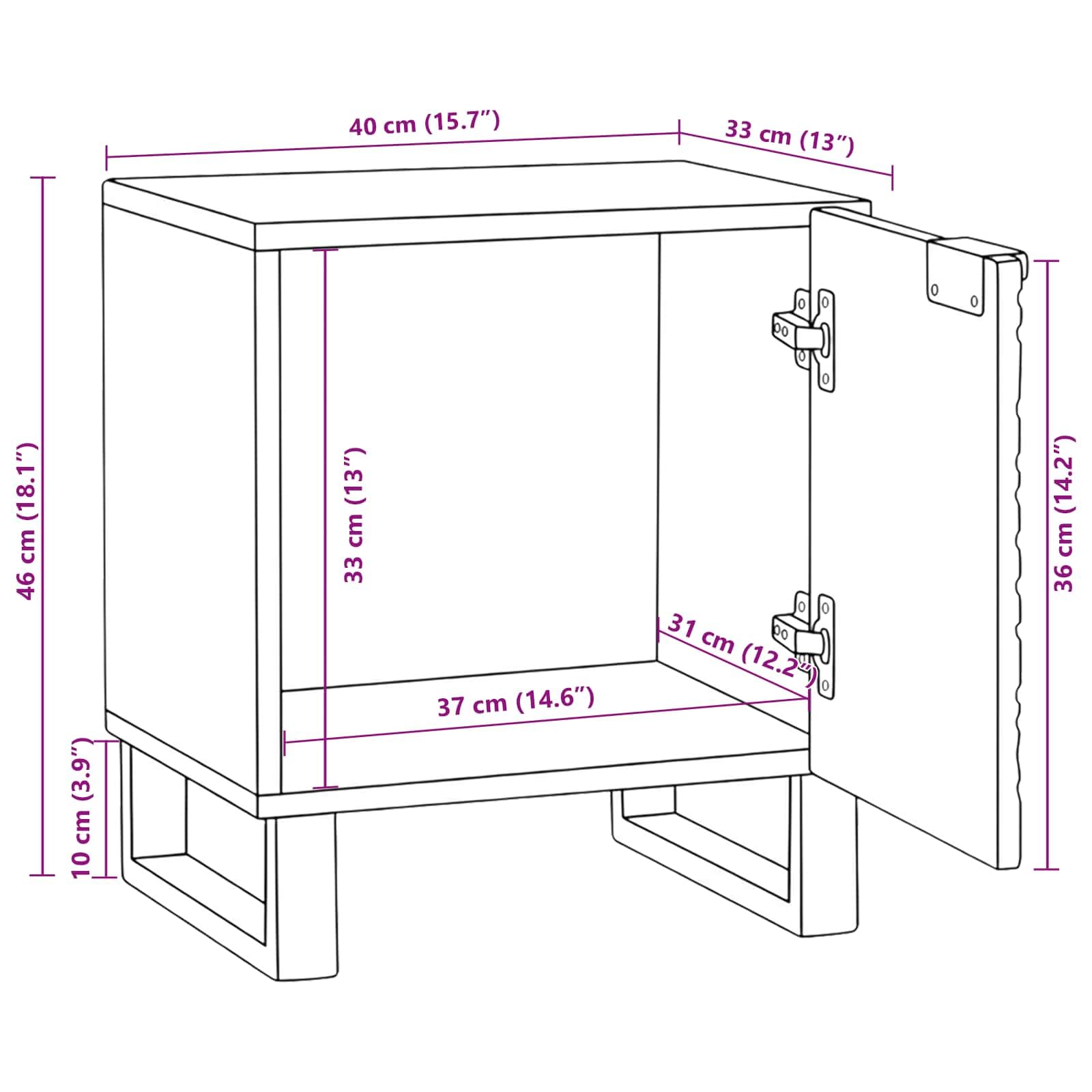 Mangloder Table de Chevet Noyer en Bois d'ingénierie 40 x 33 x 46 cm avec Porte et Rangement Compact pour Chambre Salon Bureau lit Appartement