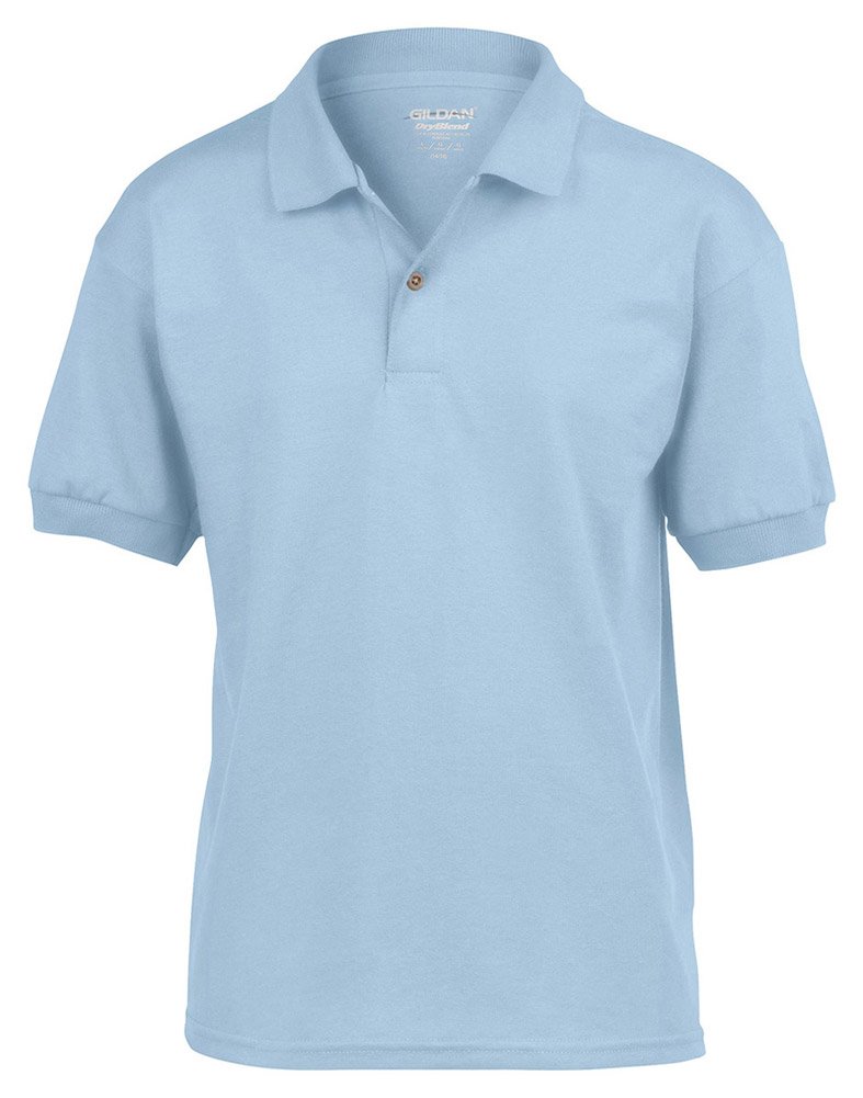 Gildan DryBlend Youth Comfort DryBlend Wicking Polo Shirt, Light Blue, Medium