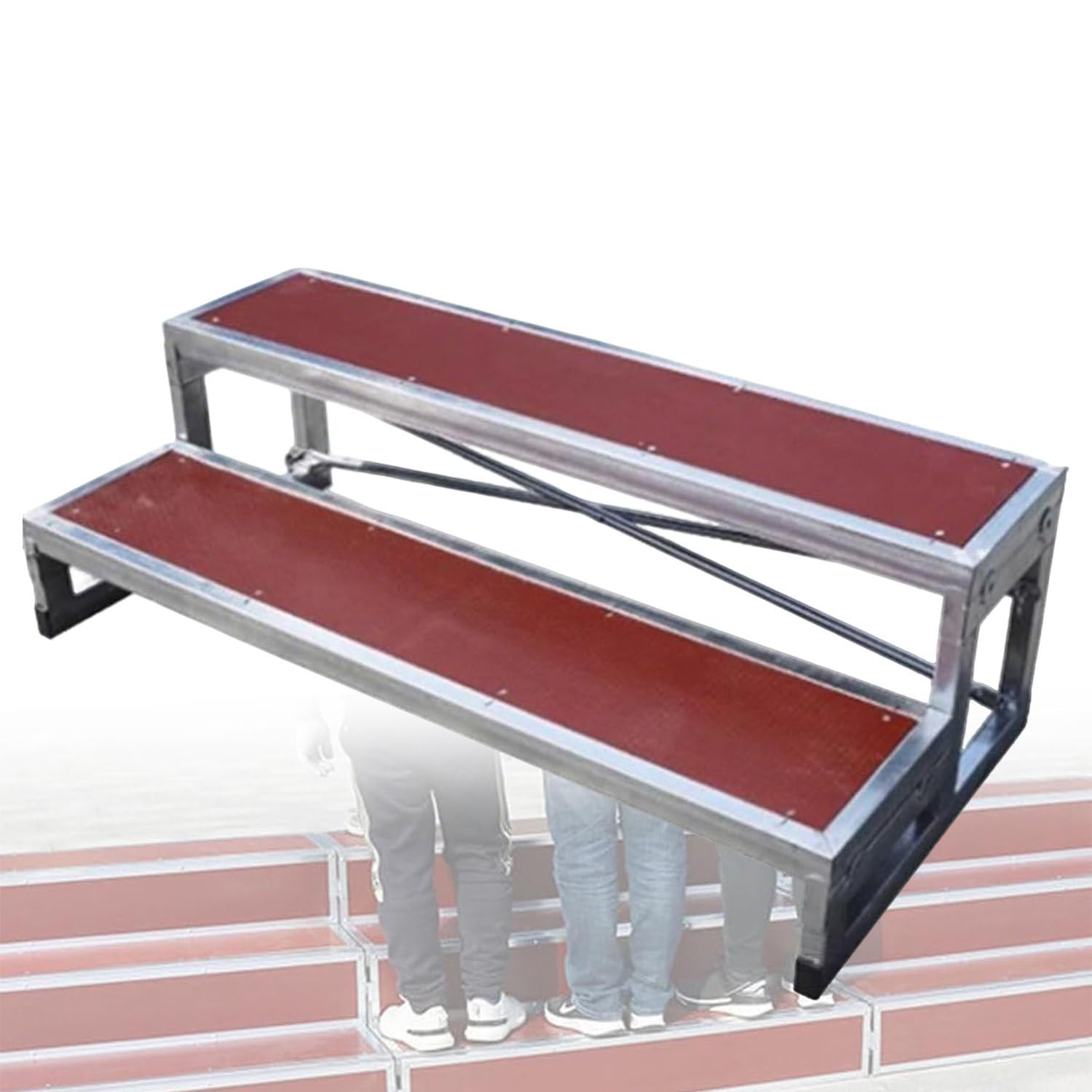 Pedana Portatile per Coro, scalinata a 1/2 Livelli, per aule Scolastiche, chiese, Foto di Gruppo, leggii, podi e palchi,Gradini a più Livelli Portatili Antislip-2Tiers