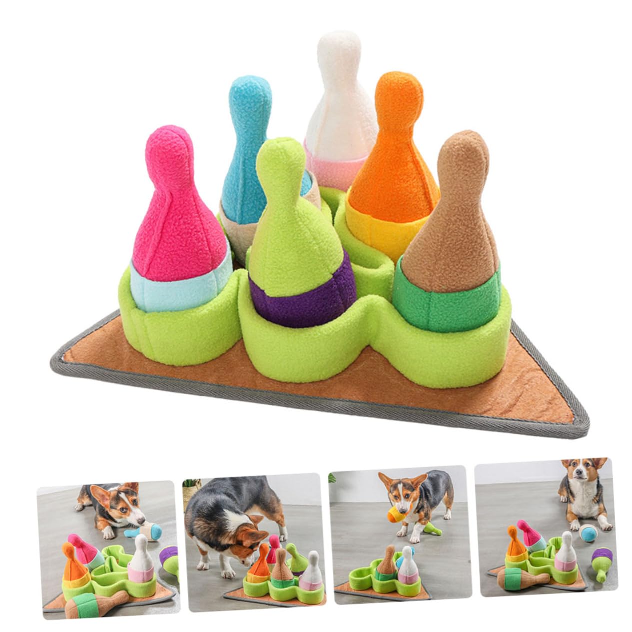 BESPORTBLE Giocattolo per Cani a Forma di Bowling, Tappeto Sensoriale Cane in Pile Polare, per Cercare Snack e Piccoli Giochi, per L'addestramento