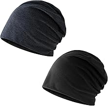 2 Stück Dünne Mütze Damen, Beanie, Doppellagige Weiche Winddichte Kopfbedeckung, Klassische Modische Beanie Perfekt für Den Alltag (Schwarz+Dunkelgrau)