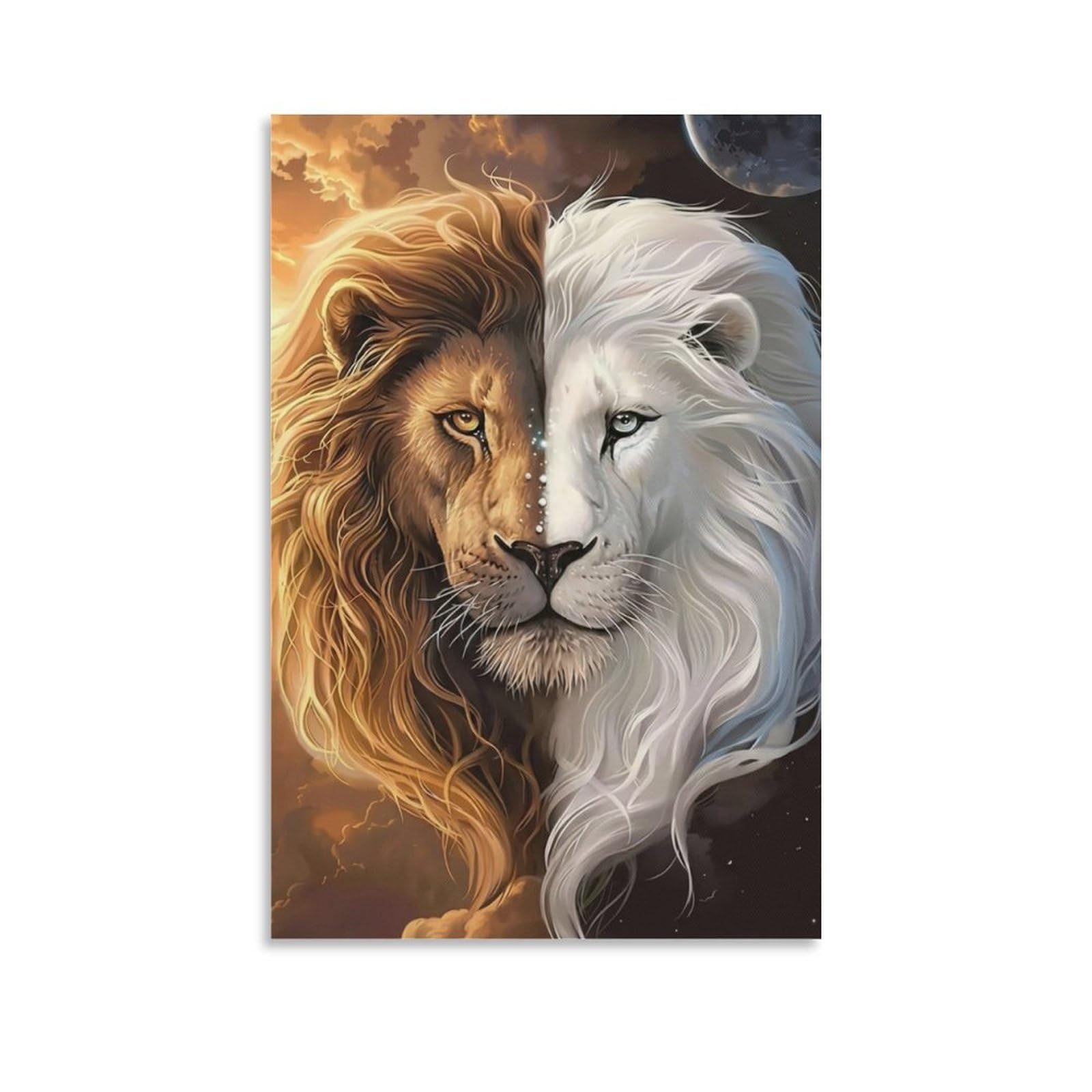 DHBANEIOK Dual Lion Head Poster Artwork Canvas Prints Picture Modern Wall Art Picture Wall Hanging for Bathroom Wall Decor 16x24inch(40x60cm)