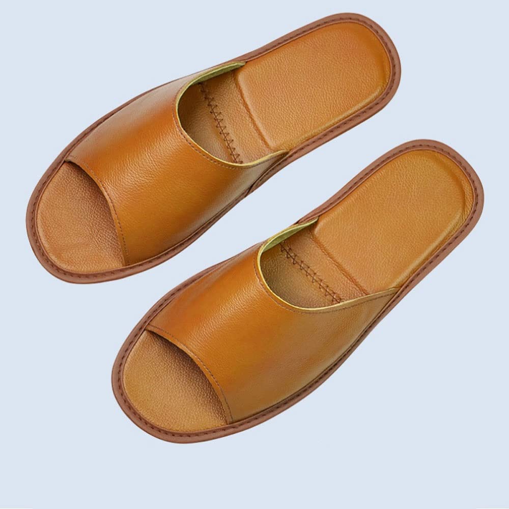 Unisex Mens and Womens Genuine Cowhide Leather Slippers Non Slip Home Bedroom Shoes House Slippers Rug Slippers Color