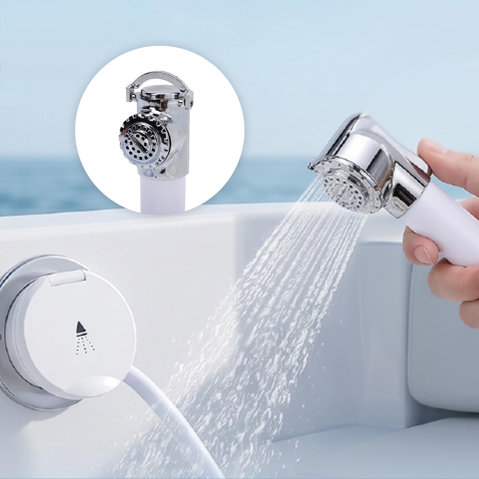 Haofy Cabezal de Ducha Empotrado para Barco, Rociador de Mano a Presión de Acero Inoxidable for Barco