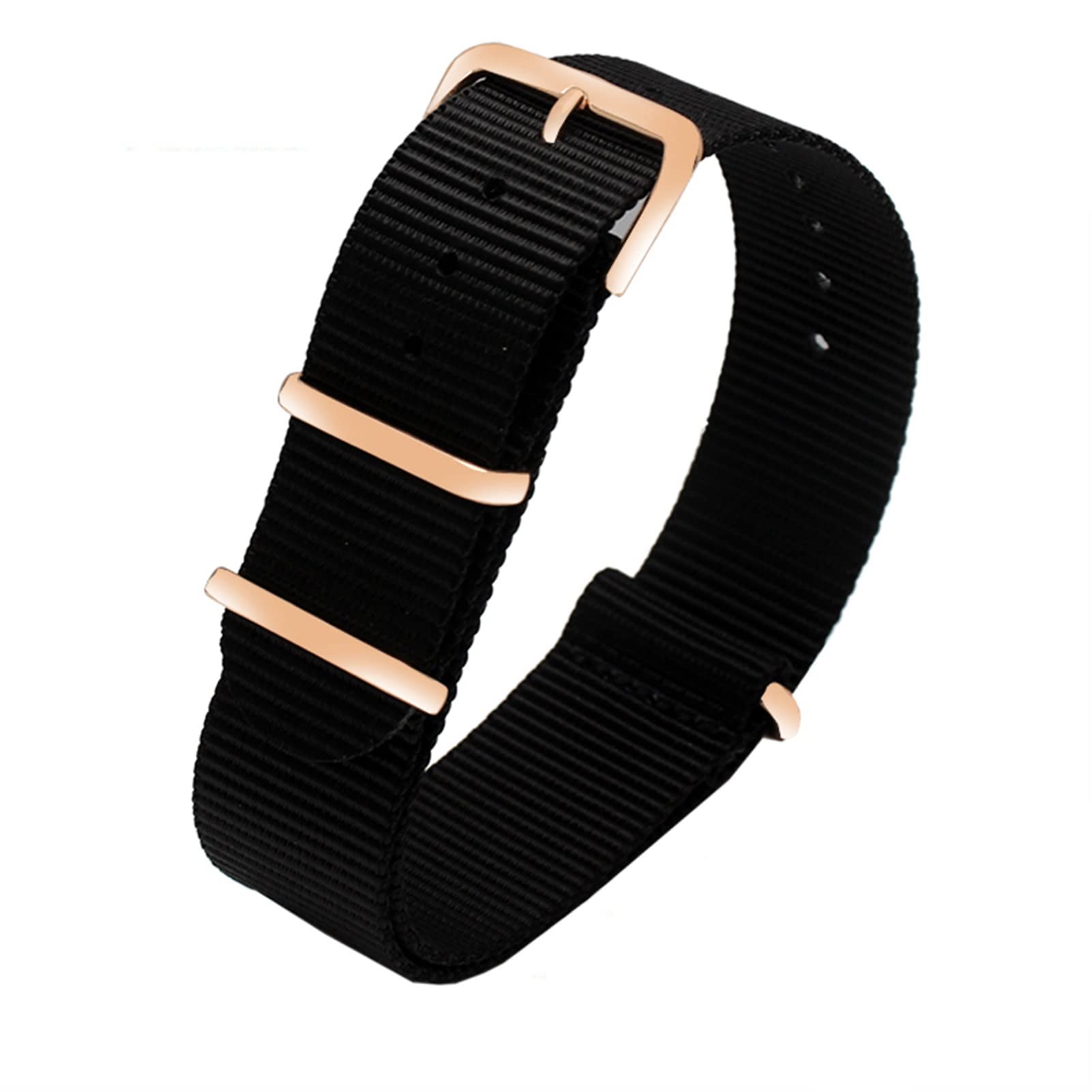 Buntes Nylon-Uhrenarmband mit roségoldenen Ringen, NATO-Nylonbänder, Perlon-Uhrenarmband, modisches Armband für Männer und Frauen (20 mm, 17)