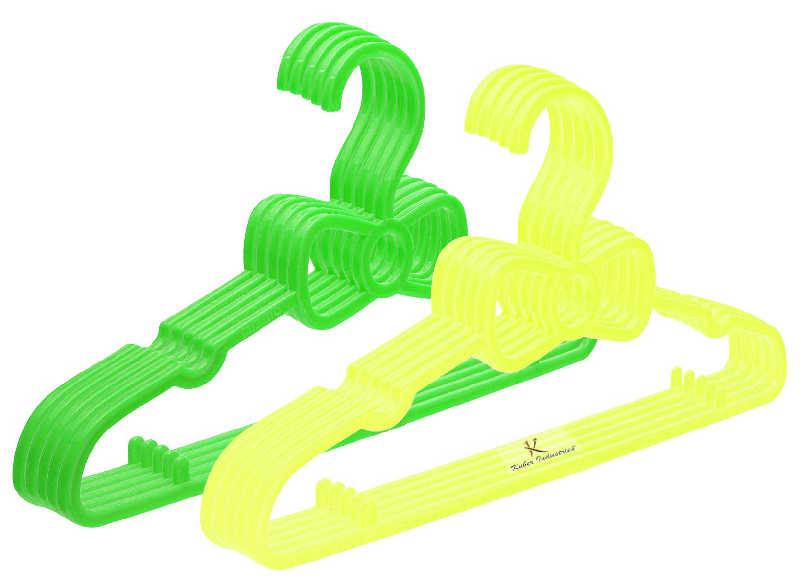 Kuber Industries Kids Mizano Plastic Non-Slip Clothes Hangers|Wide Plastic & Anti Rust Hooks|Multipurpose Hanger Organizer, Pack of 10 (Green & Yellow) (B08VJ7P5YY) Amazon Price History, Amazon Price Tracker