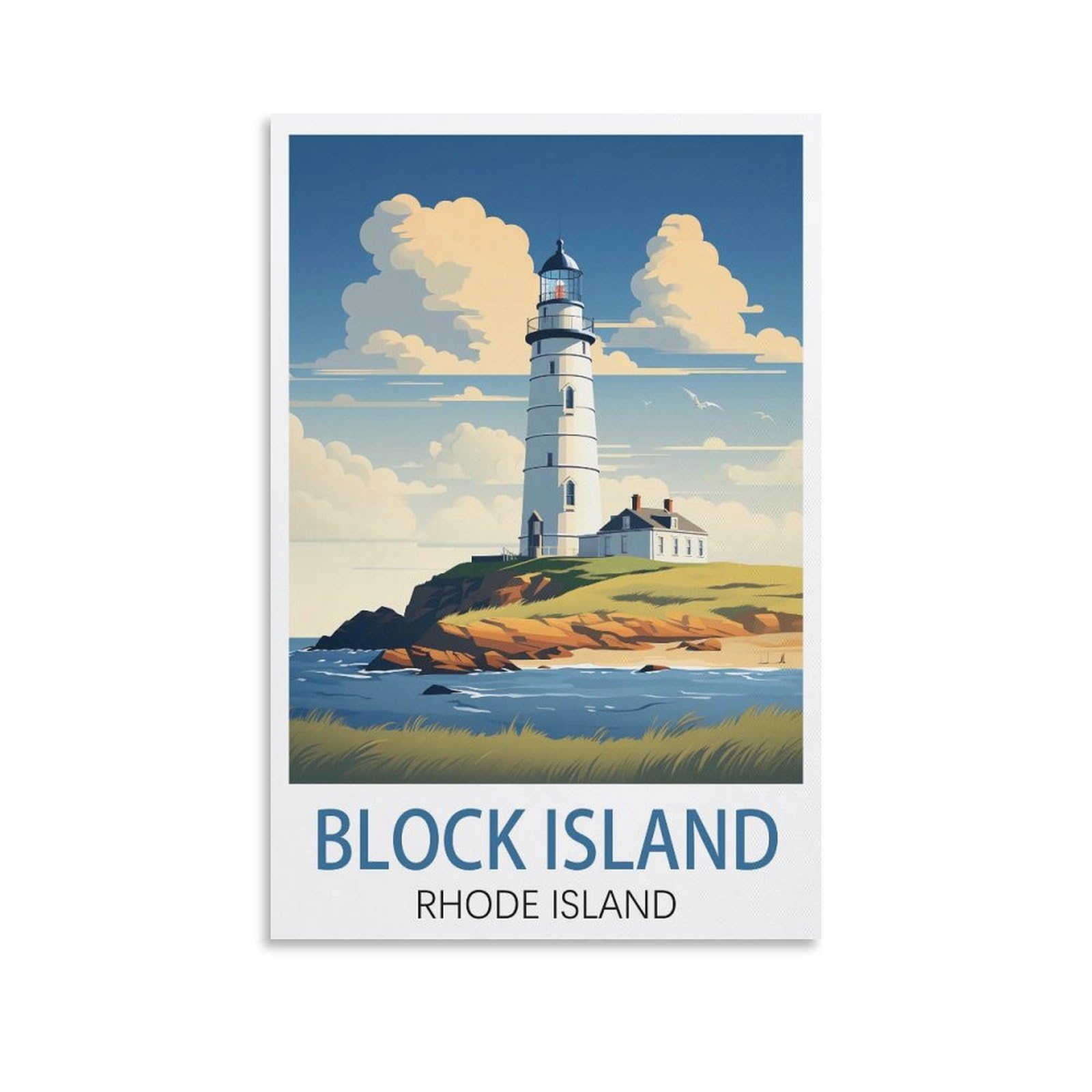 EZMLFA DIY 5D Diamond Painting Kits for Adults,Block Island Rhode Island Crystal Rhinestones Art Craft for Beginners DIY Home Wall Decor Gift 50x60cm