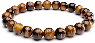 سوار مطاطي مطعم بخرزات كريستالية مستديرة طبيعية ذات قدرة شفائية للرجال والنساء من توب بلازا, حجر