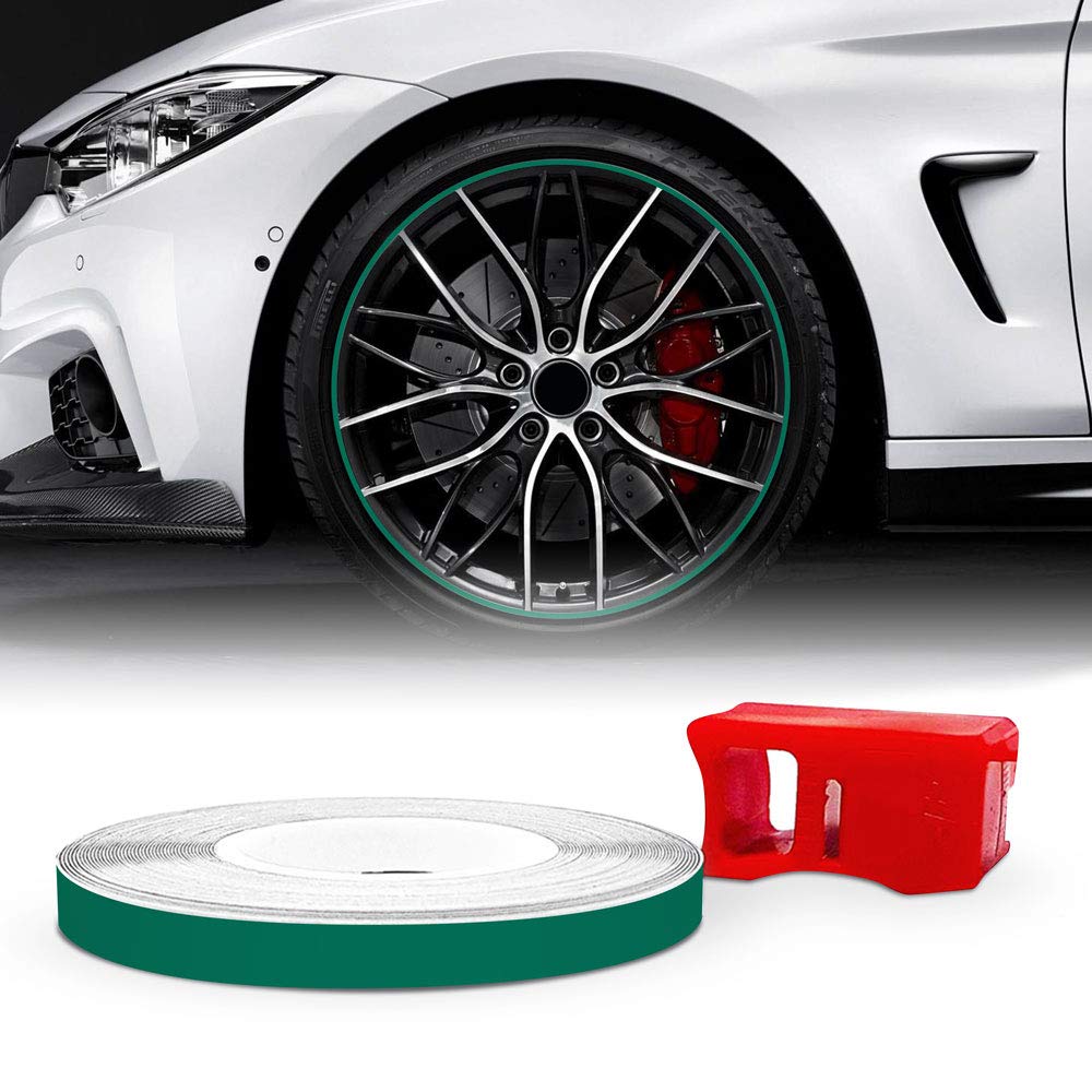 Quattroerre Refractive Wheel Trim with Applicator Tool for Car Wheels, Green
