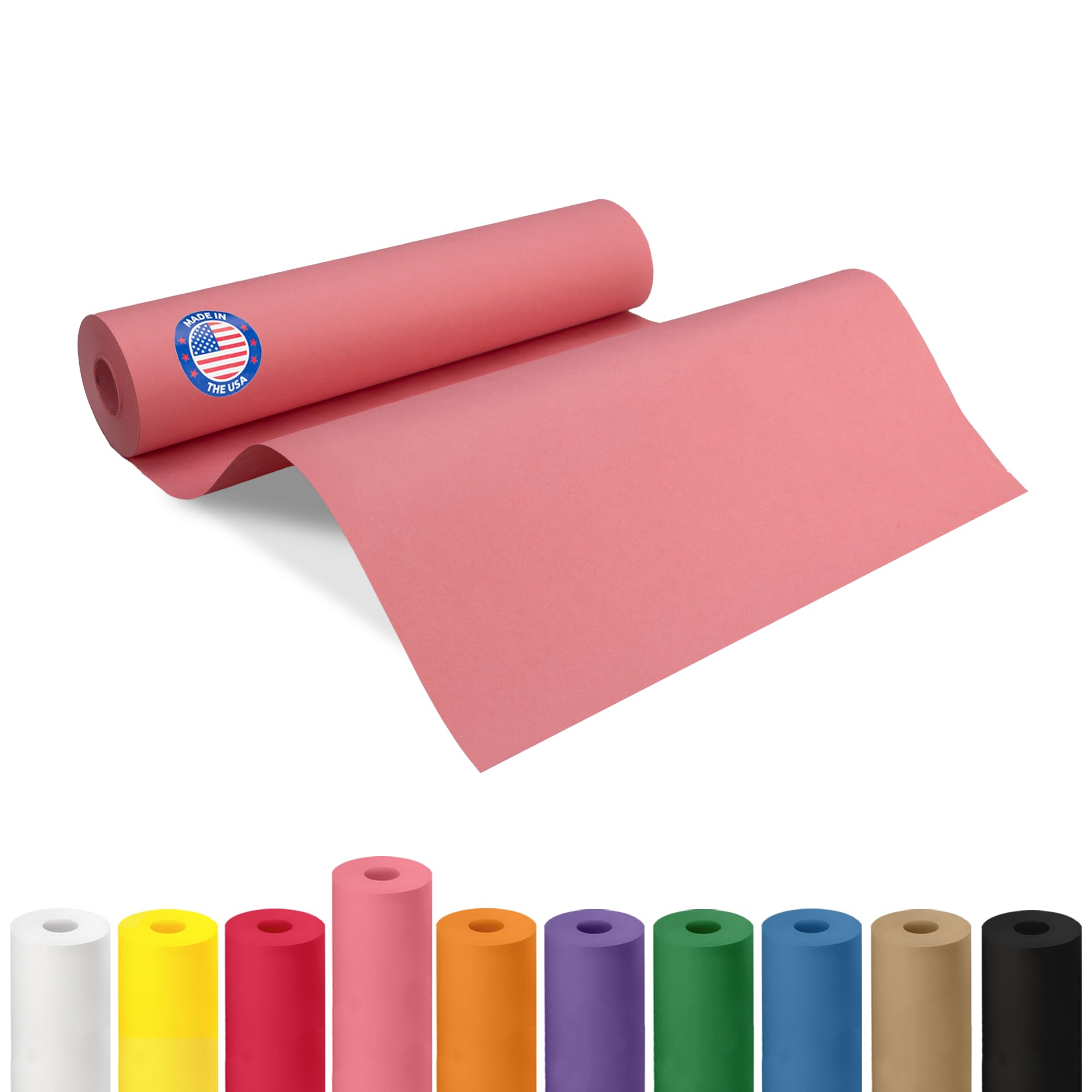 12" x 1200" (100 feet) Pink Kraft Paper Roll - USA-Made Quality Craft Paper for Gift Wrapping, Kids' Arts & Crafts, School Projects - 100% Recycled