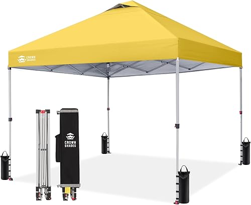 Crown Shades Toldo desplegable de 10 x 10 pies – Tienda de campaña de playa con un solo empuje – Parasol al aire libre para eventos, fiestas,