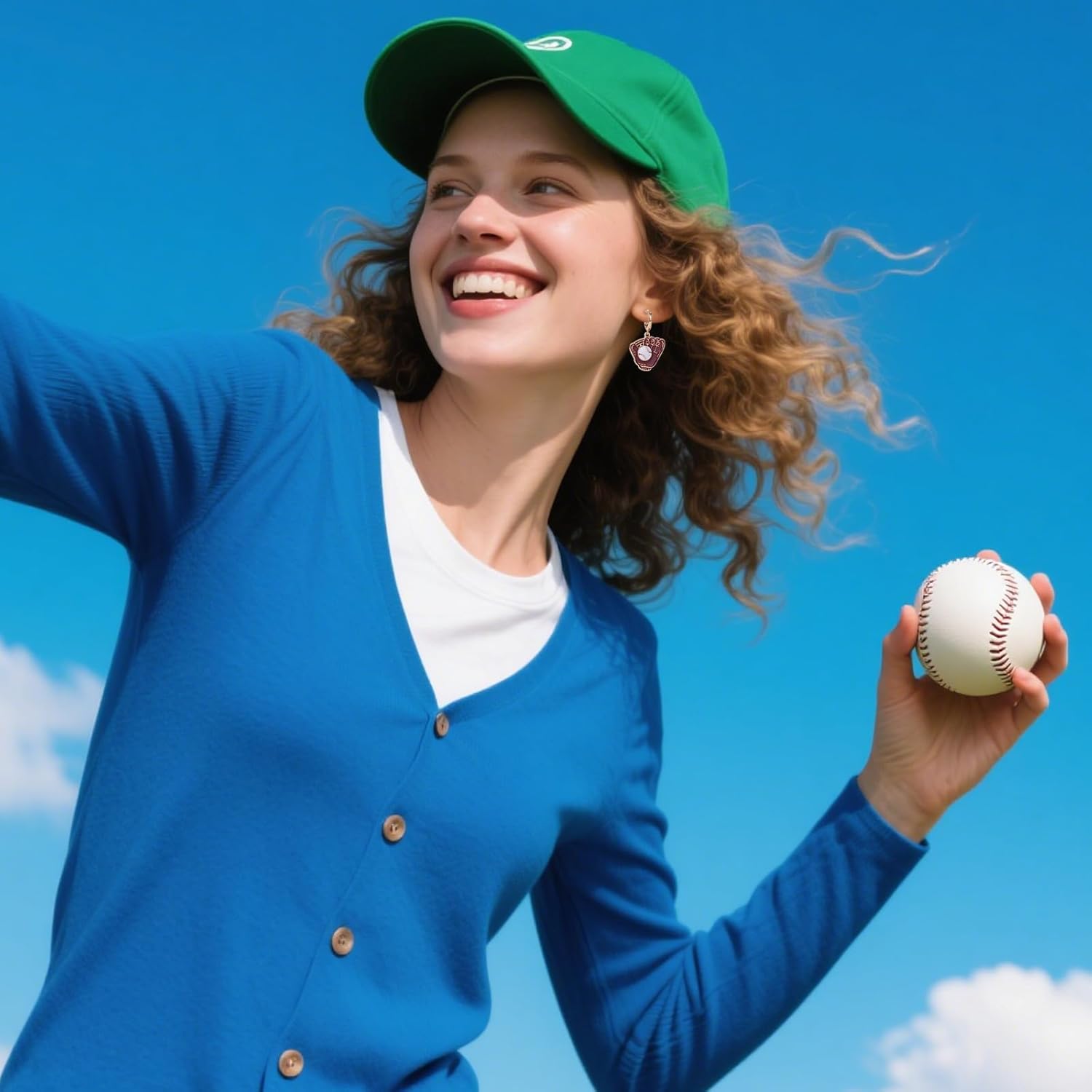 Baseball Dangle Earrings, Delicate Baseball Glove Drop Loop Earrings Softball Jewelry Gifts for Sport Fans Sport Theme Moms Accessories Dangling Earring for Player Women