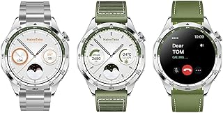 ساعة هاينو تيكو الالمانية الذكية RW44 بشاشة دائرية اموليد مع 3 ازواج من الاساور وشاحن لاسلكي للرجال والاولاد هاينوتيكو، اخضر