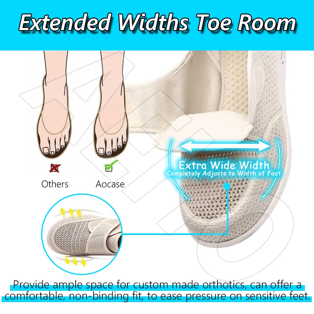 AEHO Diabetiker Schuhe Damen Freizeitschuhe mit Klettverschluss Damen Geschlossene Sandalen Diabetiker Orthopädische Verbandschuh Bequemer Rehaschuhe