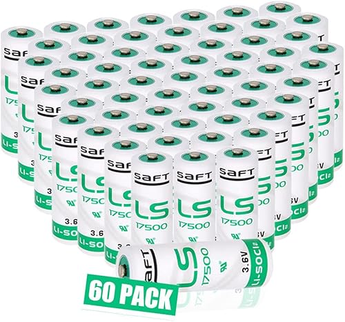 Paquete de 60 baterías de litio LS17500 de 3.6 V de 3600 mAh para SAFT LS17500 3.6 voltios a batería de litio