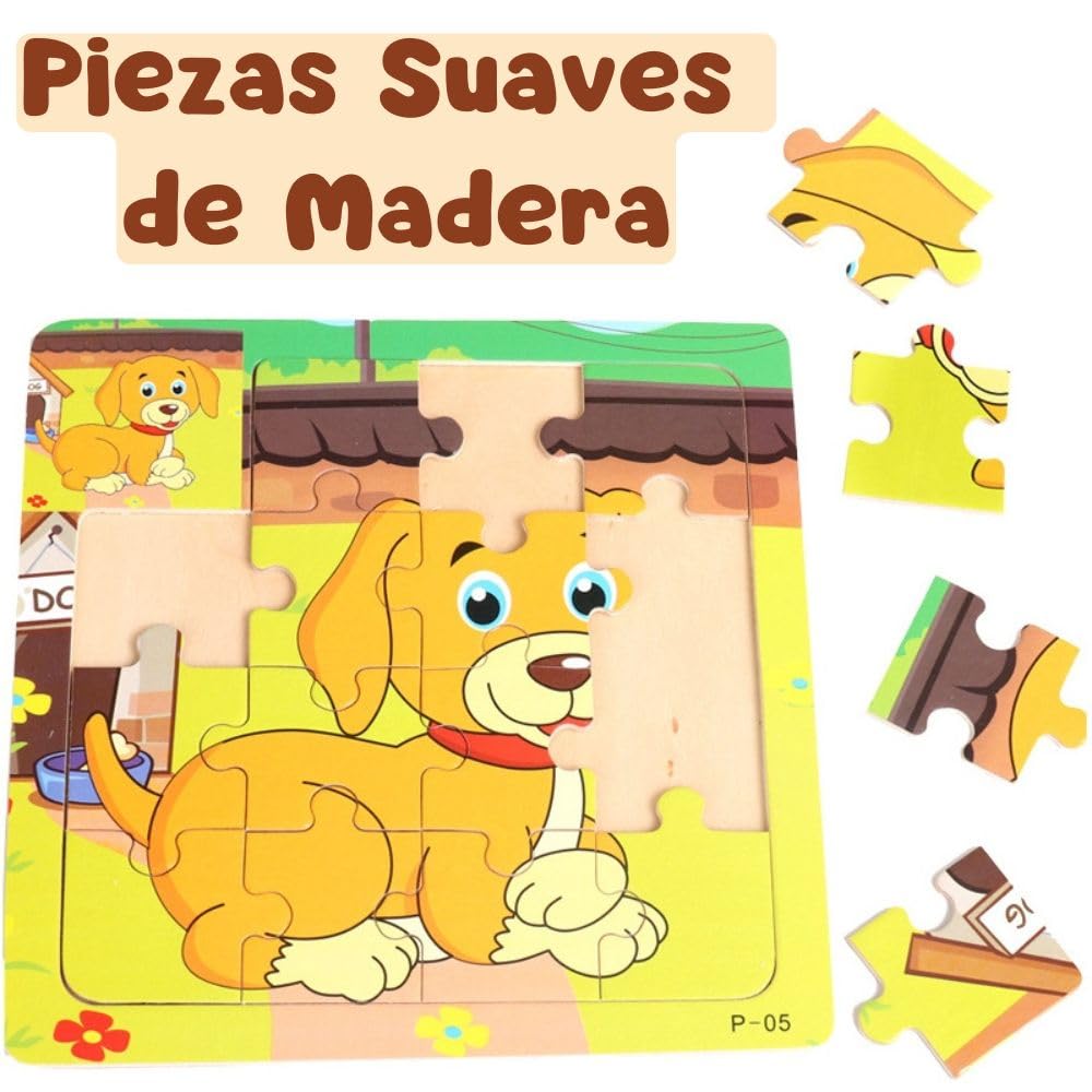 18 PCS Puzzles Niños de Madera, Regalos Cumpleaños Niños Colegio, Detalles Cumpleaños Infantil Invitados, Mini Juegos, Sorpresas Cumpleaños, Envase Regalitos Individuales (Pack 18 Puzzles)