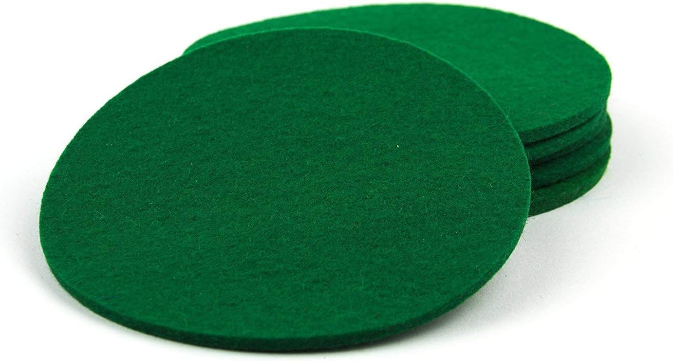 Felt Table Mat Round 10 cm for Glasses Set of 6 100% Wool Felt, Coasters Drinks Coasters Assorted Colours grün